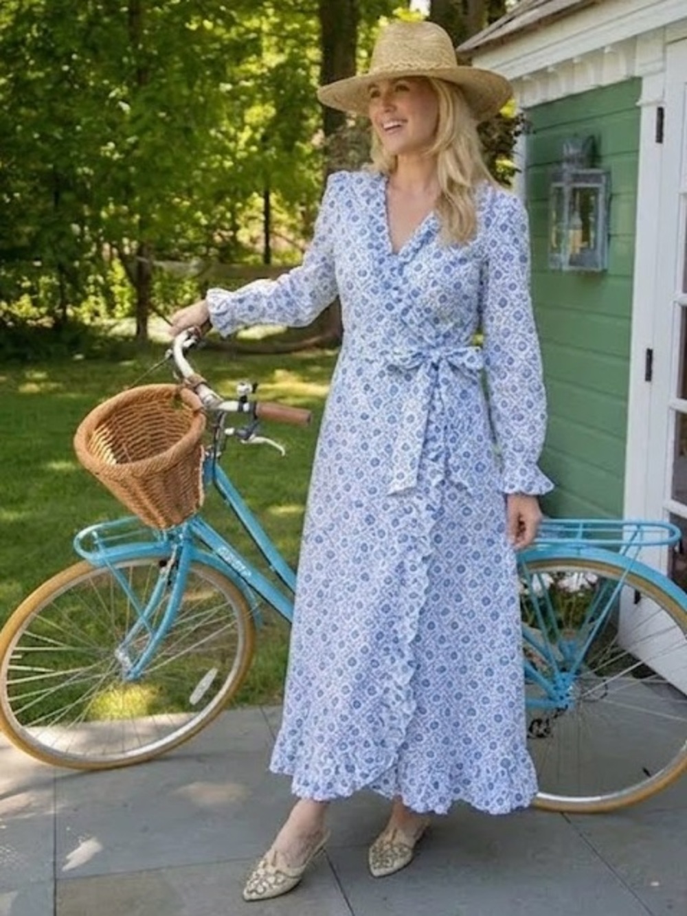 Julia Amory Dahlia Blue Tie Front Printed Dress